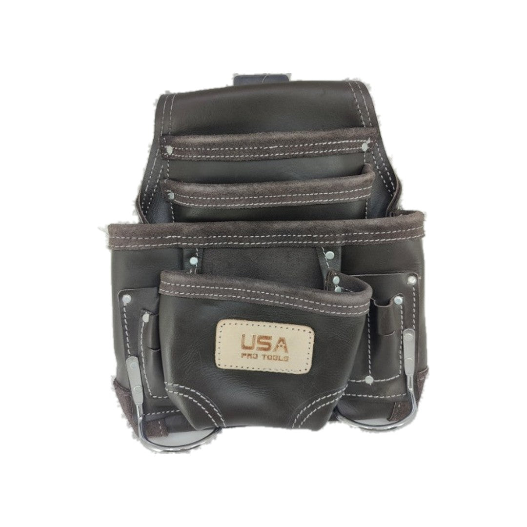 Bolsa de cuero café oscuro con café oscuro para carpintero USA Pro Tools P-1213