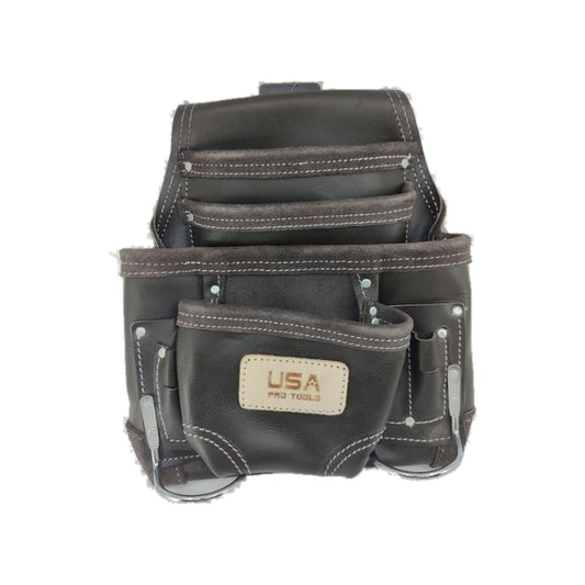 Bolsa de cuero café oscuro con café oscuro para carpintero USA Pro Tools P-1213