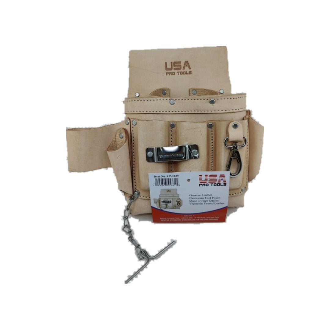 Bolsa de cuero para electricista USA Pro Tools P-1229 natural