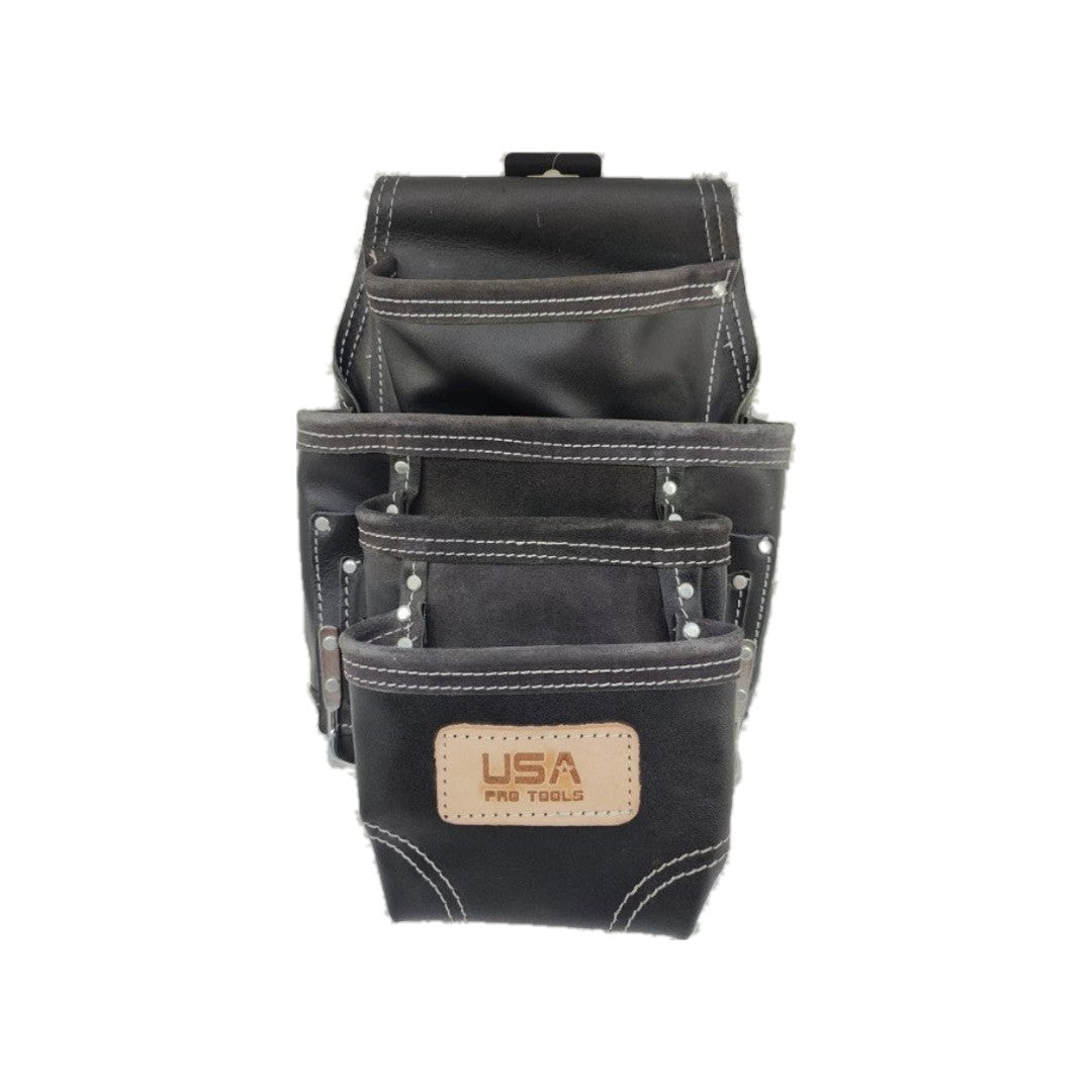 Bolsa de cuero para carpintero USA Pro Tools P-1249B negra