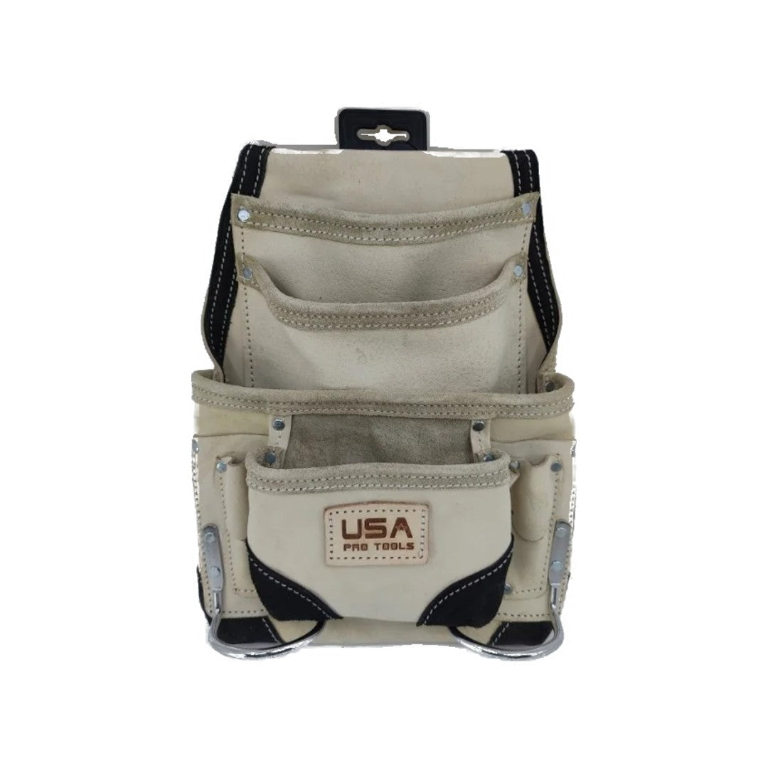Bolsa de cuero crema con negro para carpintero USA Pro Tools P-1261
