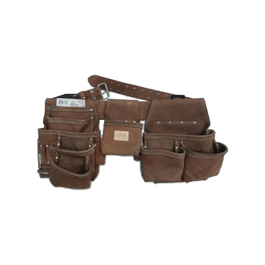 Cinturón de herramientas de cuero USA Pro Tools P-1267 con bolsas