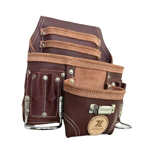 Zeluga 20-110 Morral de Herramientas de Cuero 10 Compartimentos Marrón
