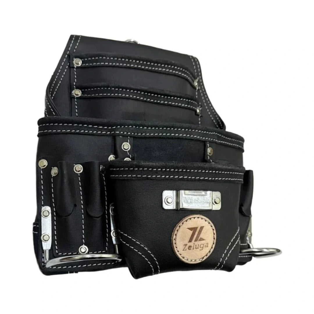 Zeluga 20-117 Morral de Herramientas de Cuero 10 Compartimentos Negro