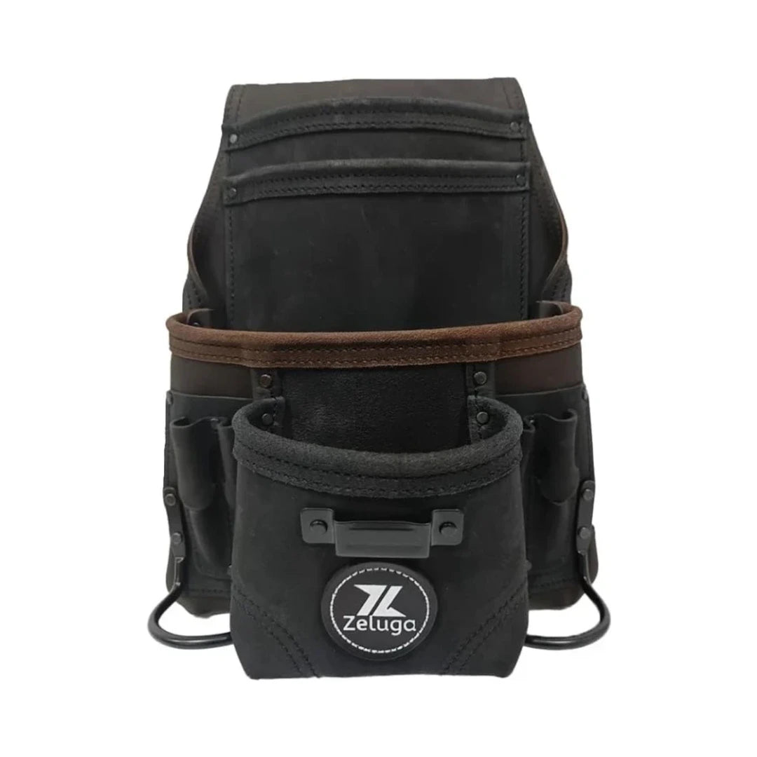 Zeluga 20-500 Morral de Herramientas Cuero Nubuck Marrón 10 Compartimentos