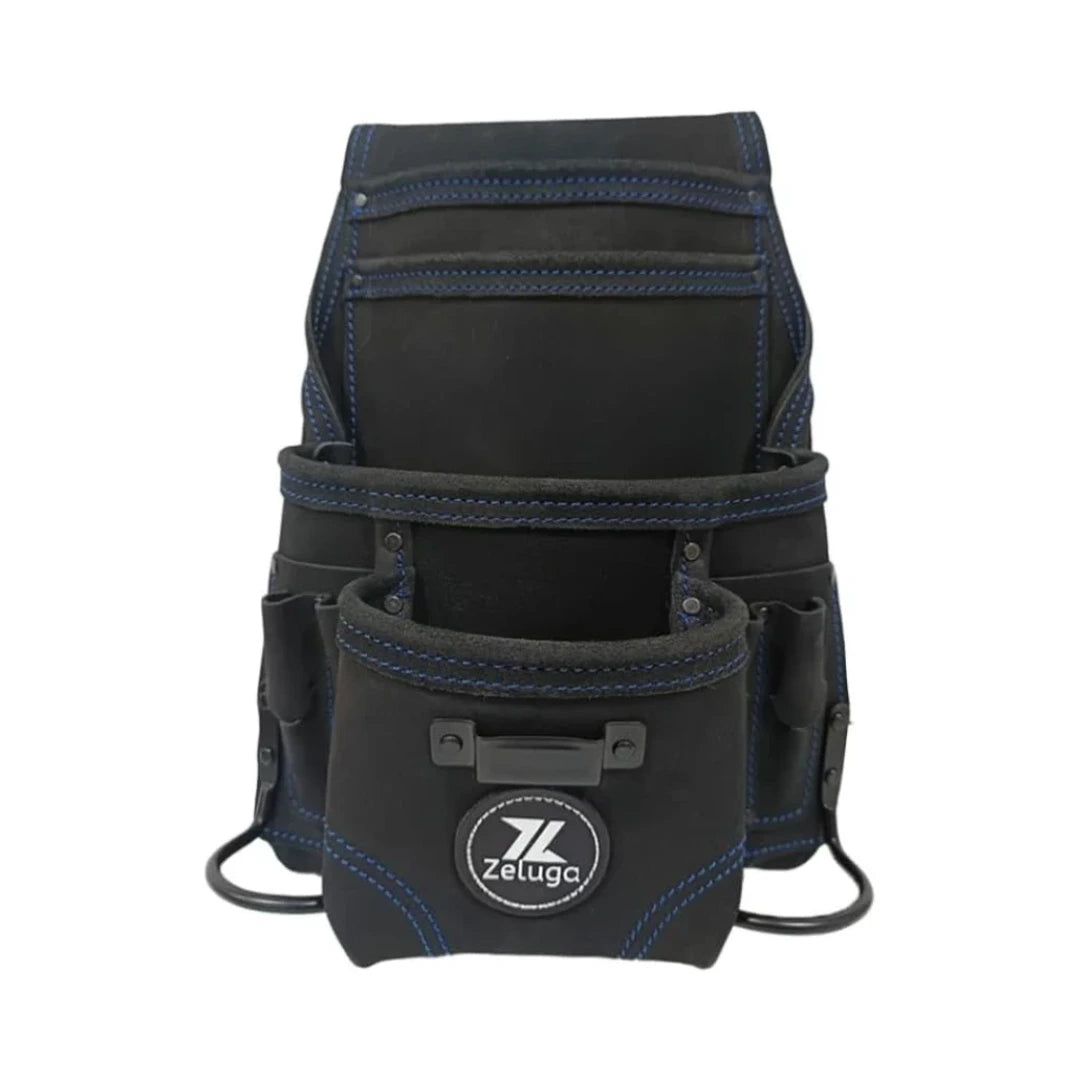 Zeluga 20-501 Morral de Herramientas de Cuero Premium 10 Compartimentos Negro