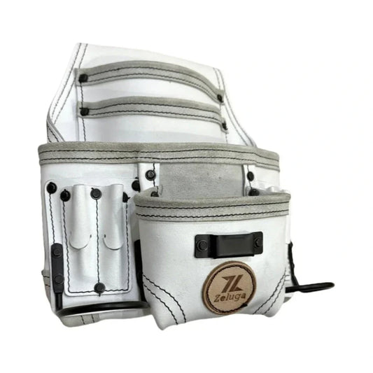 Zeluga 20-508 Morral de Herramientas Cuero Blanco 10 Compartimentos
