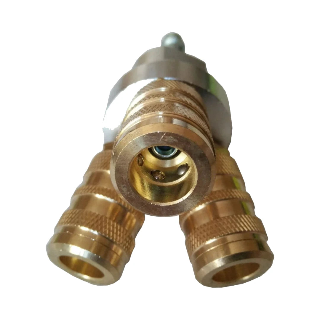 Divisor de aire 3 vías Zeluga ZL256, vista frontal de acopladores